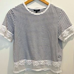 Top Shop Short Sleeve Shirt with Lace